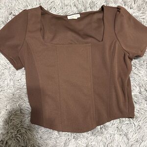 Motel Rocks Brown Square Neck Top